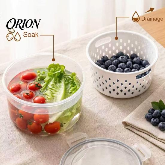 Двухъярусный контейнер для хранения продуктов, круглый контейнер для фруктов и овощей, 2-ярусный хрустящий контейнер из пищевого ПП с герметичным органайзером для холодильника, дренажная корзина,