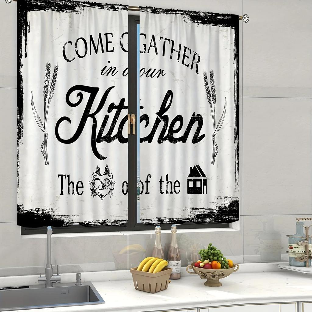Farmhouse Kitchen Drapes Country Style Rustic Style Fork Knife Retro Window Treatment For Kitchen Bedroom Cafe Living Room Home Dec