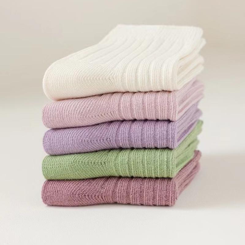 5 пар унисекс хлопковые носки для девочек нескользящие однотонные эластичные носки для новорожденных мальчиков аксессуары для младенцев