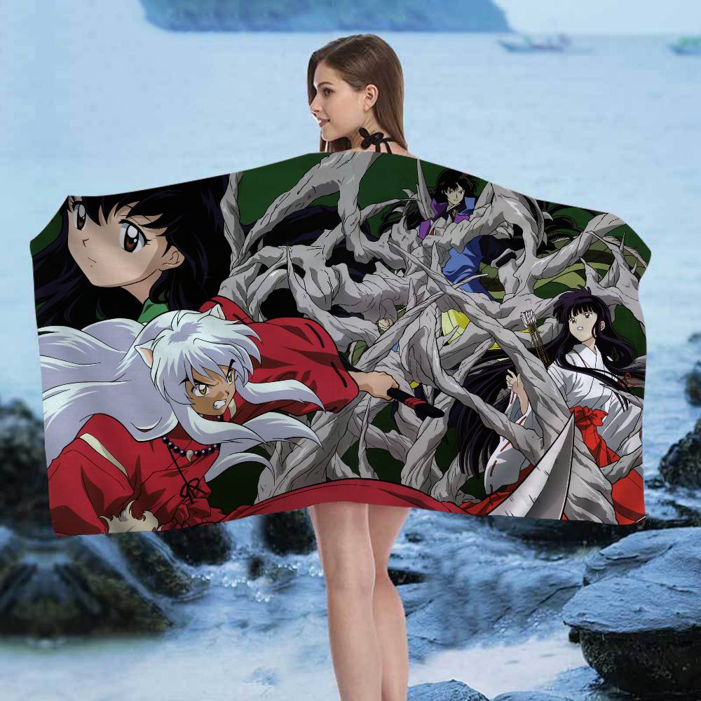 I-Inuyasha Anime Microfiber Beach Towel Absorbent Quick dry Soft Yoga Swimming Resort Mountain Climbing Towel