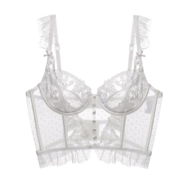 CINOON French Embroidery Lace Women's Bra Top Sweet Female Wedding White Bralette Vest Sexy Corset Bras Comfortable Intimates