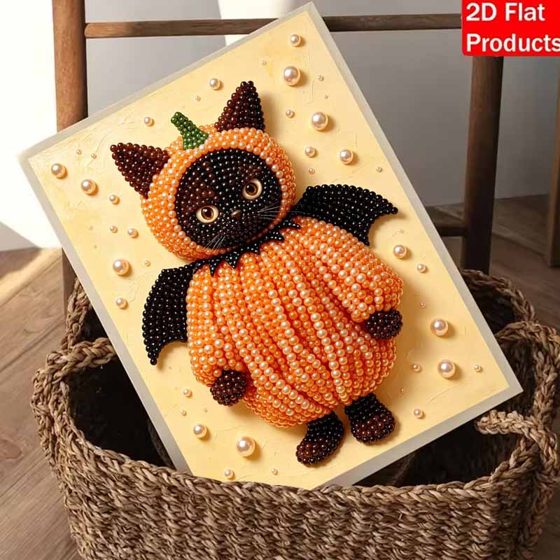Halloween Pearl Painting Kit Black Cat Pumpkin Handmade DIY Home Decoration Painting