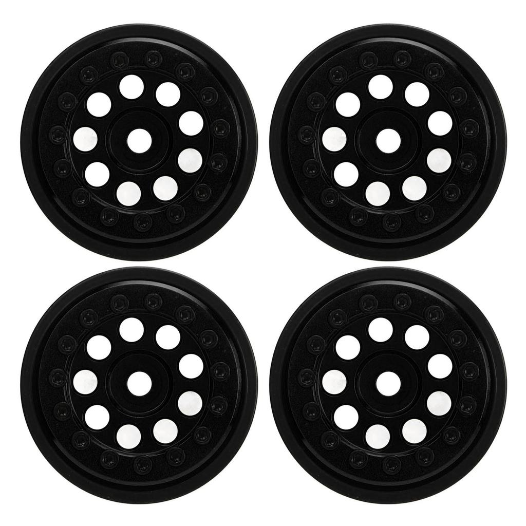 4Pcs 1.0 Inch Wheel Hub 9 Round Hole Aluminum Alloy Hub for FMS FCX24 1 24 Remote Control Climbing Car Black