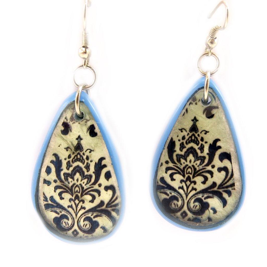 Les Trésors De Lily [L5226] - Designer Earrings 'Kilimanjaro' Blue Beige