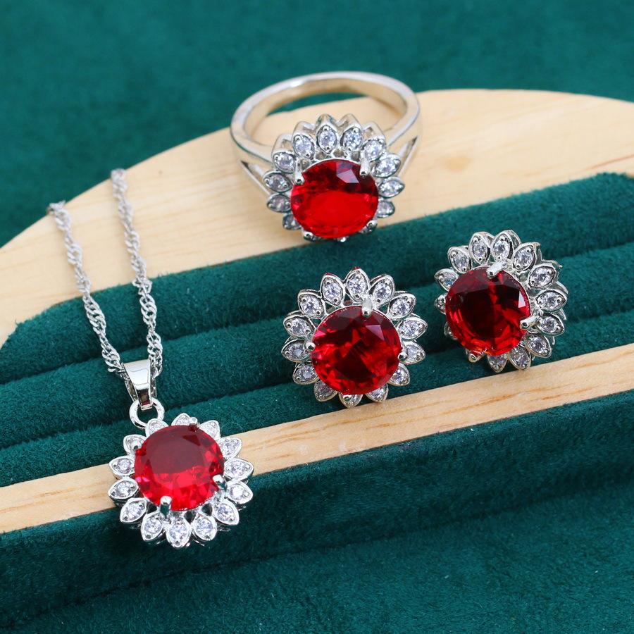 Light Luxury European and N Style Zircon Inlaid Jewelry Earrings Ring Necklace Jewelry Set