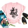 Maycaur Fashion Skull Flower Print Женская футболка Летняя повседневная женская футболка с коротким рукавом и круглым вырезом в стиле 90-х годов, женская футболка, топы