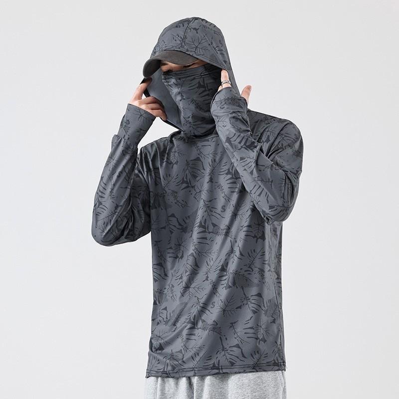 Mens Quick-Dry Fishing Shirt UPF 50 Sun Protection Breathable Ice Silk Outdoor Sportswear Hiking Camping Cycling