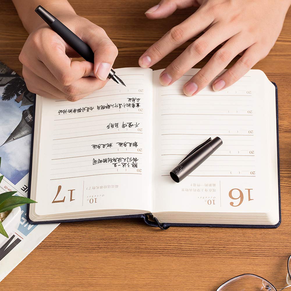 Fountain Pen Black Nib Fine Point Metal Gift Box Hongdian Men's