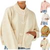 Women's Cardigan Solid Color Pocket High Neck Personality Sweater Jacket