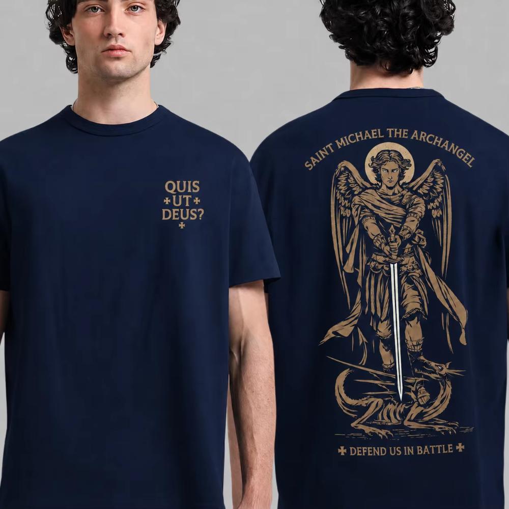 2026 Saint Michael The Archangel Adult HighQuality Printed Cotton Tee Unisexs Clothing Unisexs Summer Fashionable Trend T Shirt