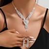 Full Wedding Jewelry, Bridal Jewelry Claw Chain Full Diamond Three-Layer Peach Heart Flow Su Necklace, Earrings 655