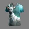 Animal Lion Summer Outfit New Men's 3D Printed T-shirt Men's Fashion Loose Three-dimensional Versatile Round Neck Short Sleeved T-shirt