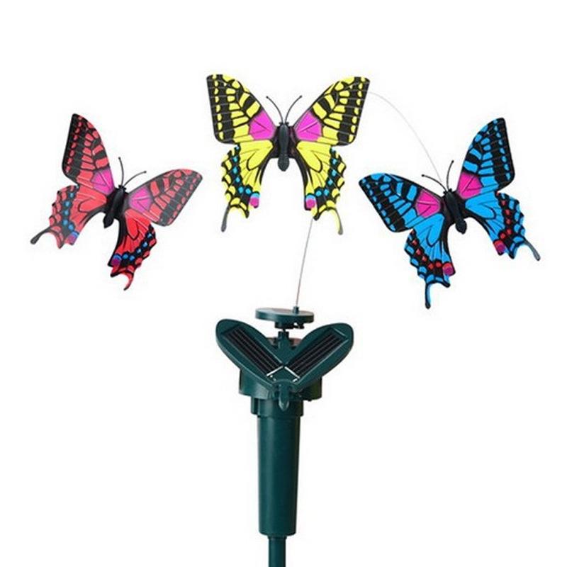 Pack of 3 Solar Powered Fluttering Butterflies Flying Butterfly Garden Ornaments