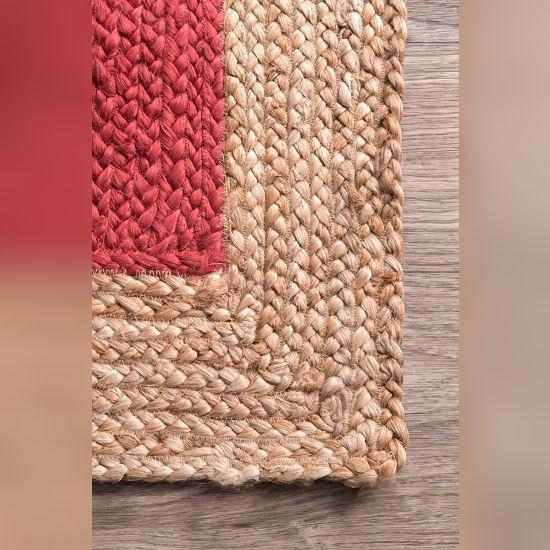 Aizza Trends Индийский Ковер из Натурального Джута Ручной Работы Плетеный Внутренний Красный Ковер-джут- Столовая- гостиная