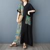 2025 Лето Плюс Размер Новое Пляжное Повседневное Базовое Свободное Женское Платье С Принтом V-образным Вырезом Длинное Винтажное Платье Макси