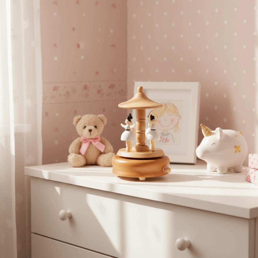 Ballet Dancing Girl Wooden Carousel Music Box Musical Jewelry Box  Children's Toys