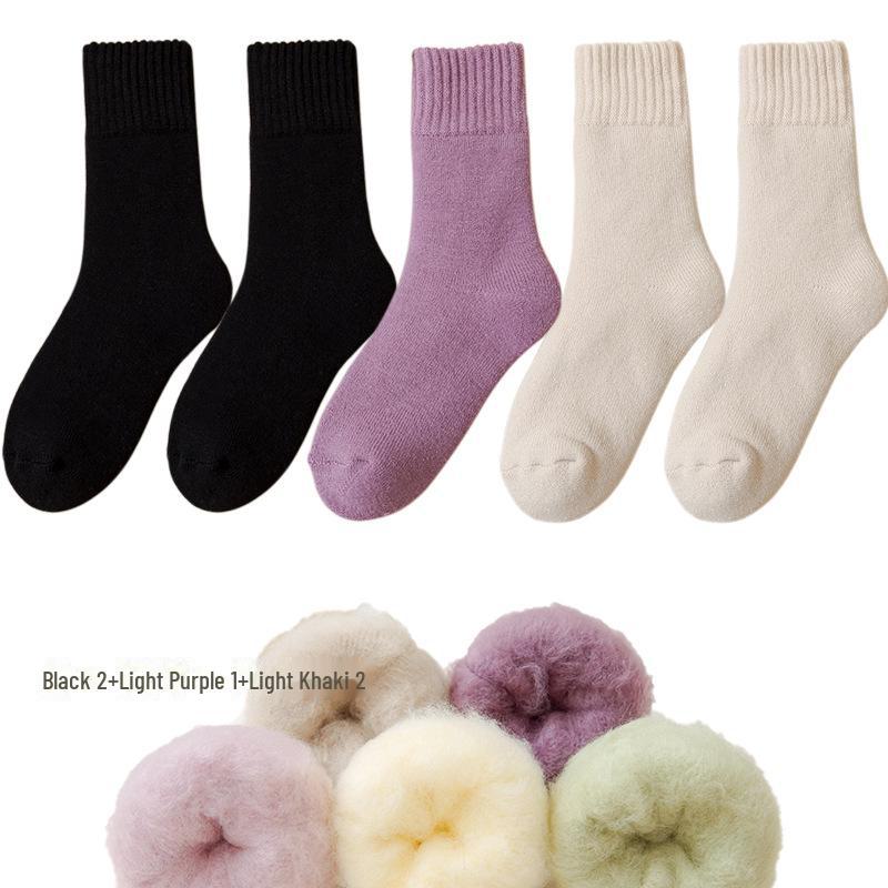Женские флисовые носки Zhuji средней длины: Плотный, теплый бархат для осени/зимы — идеально подходит для сна и родов