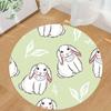 Кристально-бархатный ковер2D Плоская печать, не 3D, 1 шт. Круглый коврик с милым рисунком кролика - Мягкий, Нескользящий, Моющийся фланелевый коврик с мятно-зеленым