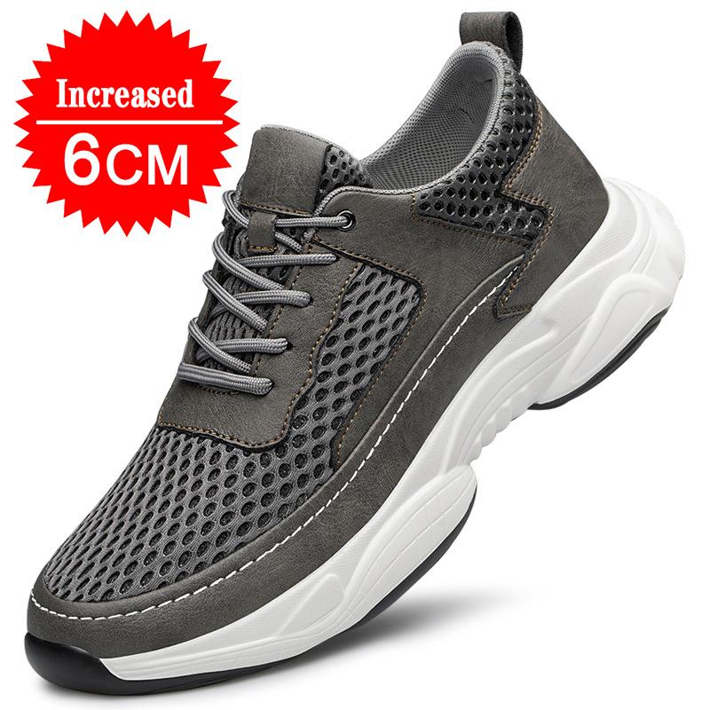 Fashion Breathable Sneakers Man Elevator Shoes Height Increase Insole 8cm Black Taller Shoes Men Leisure Fashion Sports Plus Size 37-44