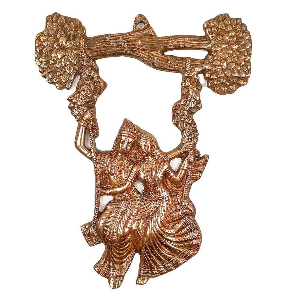 Radha Krishna Sitting On The Swing Wall Hanging - for Gift, Home, Living Room, Office, Puja Room Decor