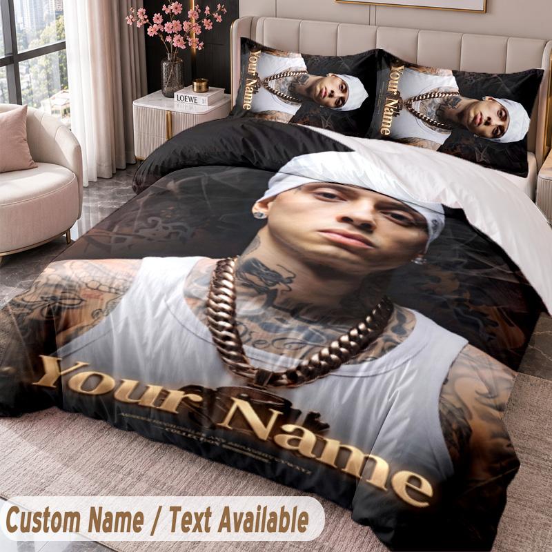 Custom Name Text 3Pcs Bedding Set Central Cee Duvet Cover And Two Pillowcases