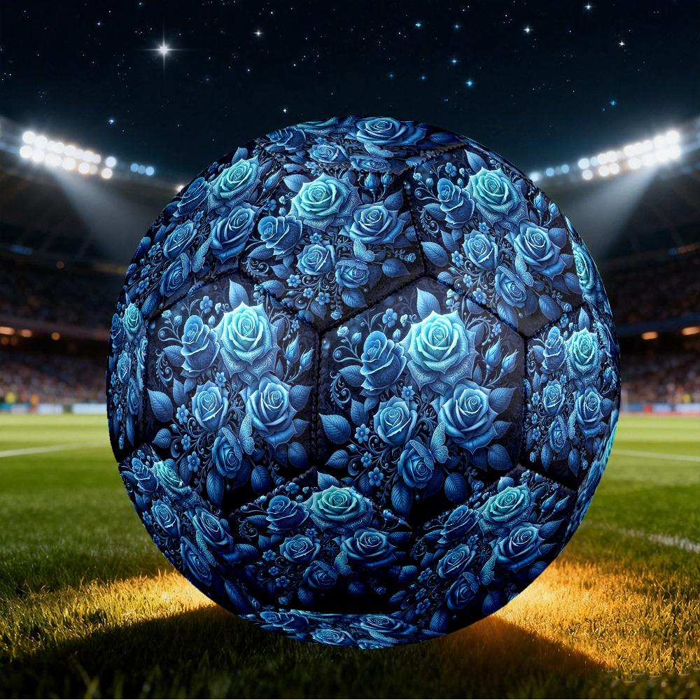 1pc Blue Rose Garden Size 5 Soccer Ball Professional Lightweight Durable Match Training Football Indoor &Outdoor Sports BallTraining Ball y63