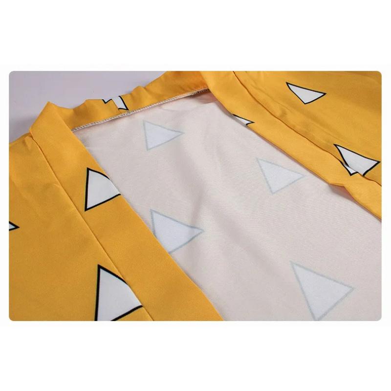 Костюм для косплея Demon Slayer Agatsuma Zenitsu, аниме Kimetsu No Yaiba Zenitsu, парик для взрослых и детей, кимоно, униформа, костюм на Хэллоуин