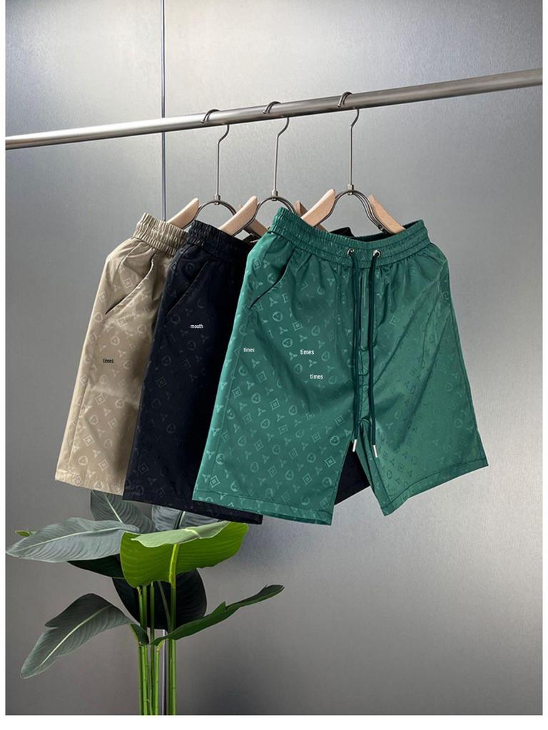 Мужские летние быстросохнущие пляжные шорты из ледяного шелка с принтом - Дышащие, Повседневные, Модные