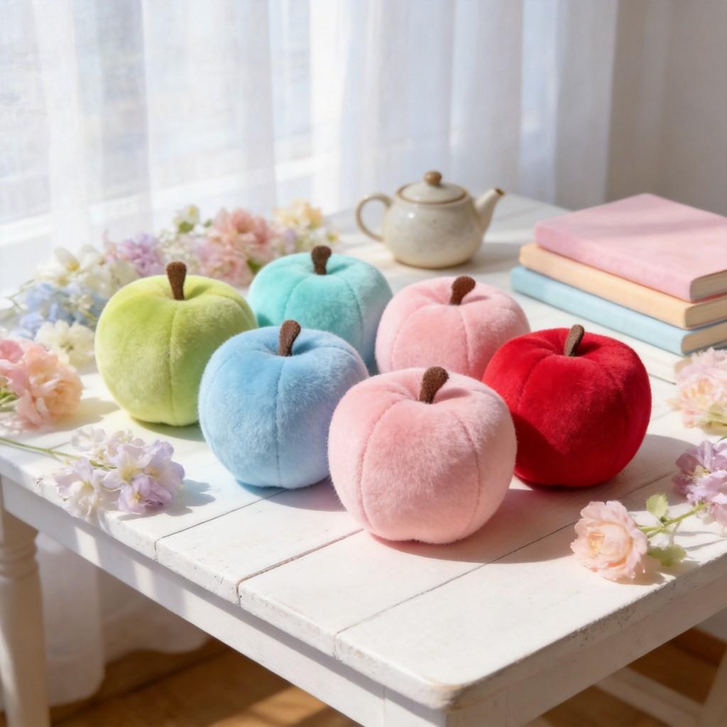 Cartoon Apple Plush Stress Reliever With Polyester Fiber Fill For Teens And Adults