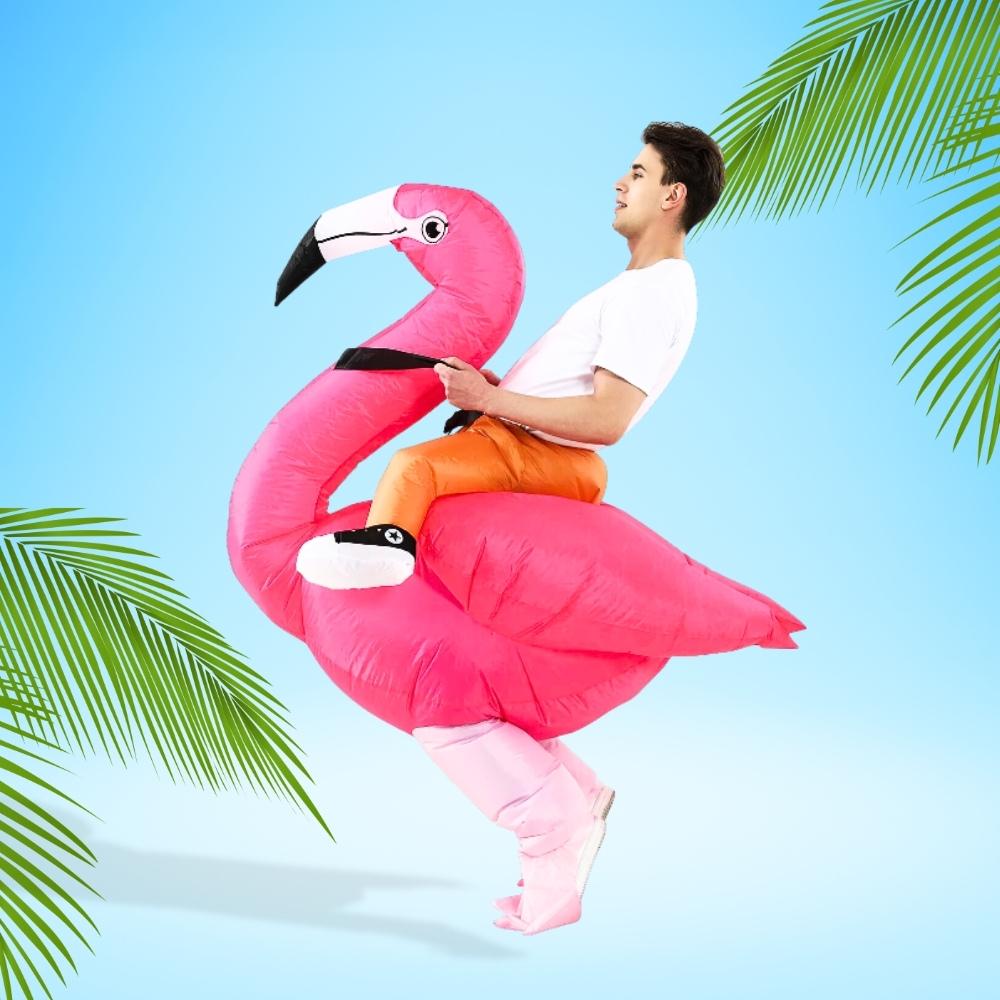 Flamingo inflatable suit costume disguise self-inflating pink suit