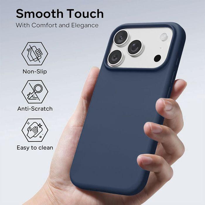 Coque Silicone - BOOLING - pour iPhone 17 Pro - Anti-Rayures Antichoc Mat Bleu Marine