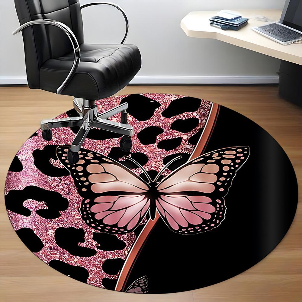 1pc Butterfly Leopard Pattern Chair Carpet for Office, Non-slip, Soft and Durable Office Rug for  Decoration, Perfect for Office yy260105026