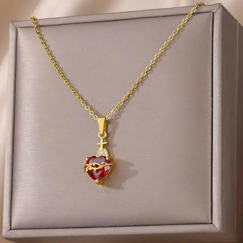 Серебряная цепочка 925 пробы с подвеской в виде сердца и креста с цирконами для женщин и девочек, цепочка, ожерелья с символом любви, винтажная эстетичная модная бижутерия, подарок