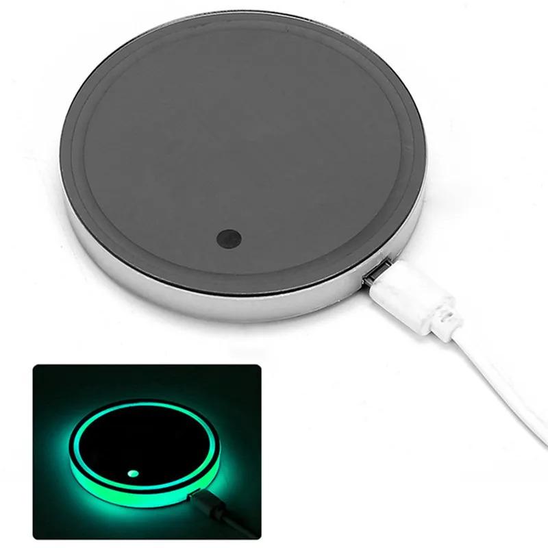 2026 Hot For VW VOLKSWAGEN New 7 Color LED Car Cup Holder Light Luminous Coaster Water Cup Pad For VW Volkswagen Polo Jetta Golf