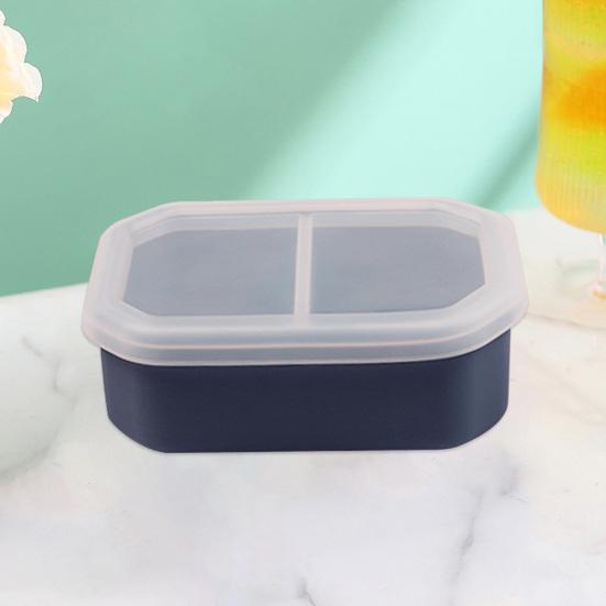 Силиконовый ланч-бокс с двойным отделением, контейнер для бенто, портативный, подходит для микроволновой печи, для приготовления еды на работу, в школу, на пикники
