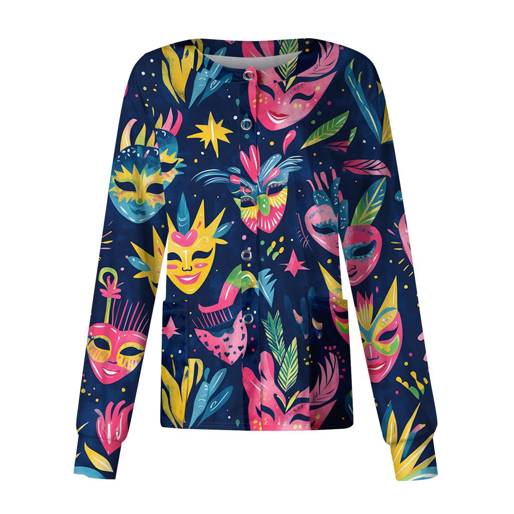 Женский повседневный топ с длинным рукавом, на одной пуговице, с принтом, быстросохнущий