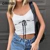 Women's Hollow Wearing Rope with Light Wool Woven Halter Spice Sexy Contrast Color Waist Vest Top