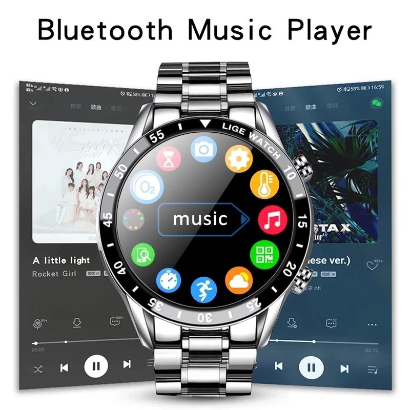 LIGE 2022 полный круг сенсорный экран стальной ремешок Роскошные Bluetooth звонки мужские умные часы водонепроницаемые спортивные часы для фитнеса + коробка