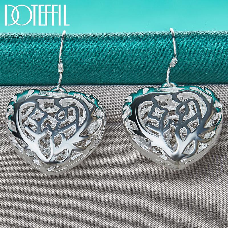 Геометрические полые серьги в форме сердца из стерлингового серебра 925 пробы, модные свадебные украшения