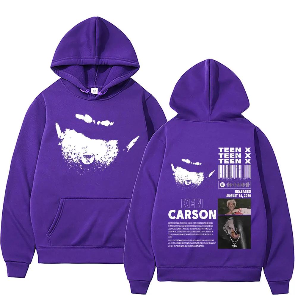 Худи с двойным принтом на альбоме рэпера Ken Carson Teen X Music Рап Playboi Carti Opium Толстовка Мужская Хип-Хоп Оверсайз Худи