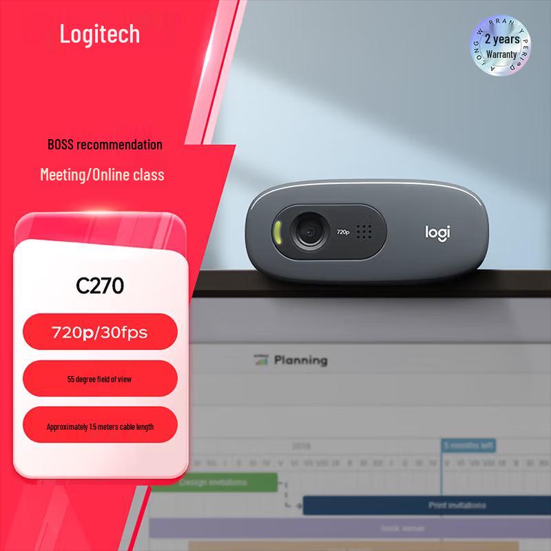 Logitech C270 HD Webcam with Microphone