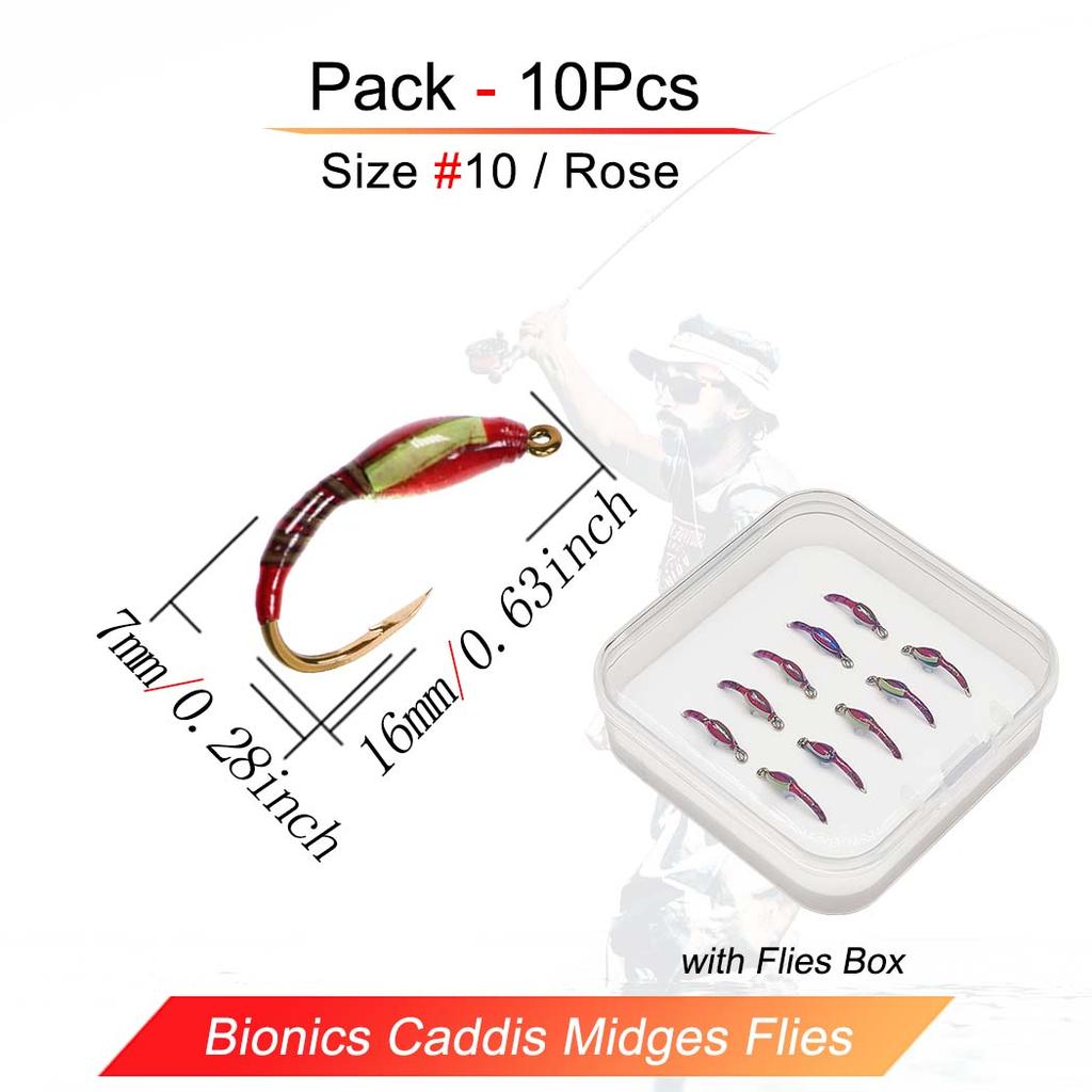 5/10Pcs Realistic Fly Fishing Bait Chironomid Midge Pupa Nymph Trout Flies Fly Fishing Hook Artificial Caddis Larva Lures