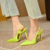Spring   Women Slingback Sandals Pointed Toe Slip On Thin High Heel Ladies Elegant Pumps Shoes Drss Sandals
