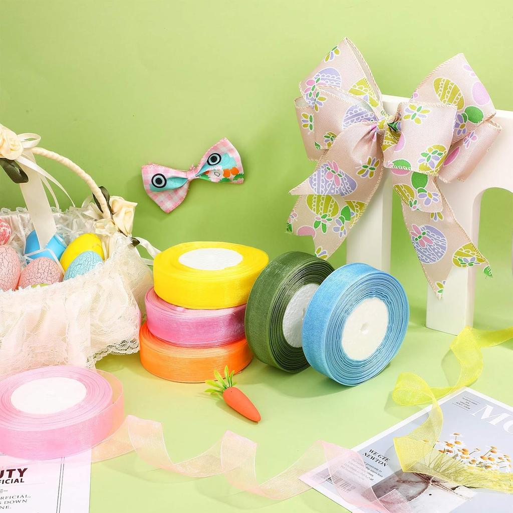 Органза Лента Прозрачная Шифоновая Лента Оптом для Упаковки Декорирования Валентина Свадьба День Рождения Букет Гирлянда(50 ярдов в рулоне, яркий цвет)