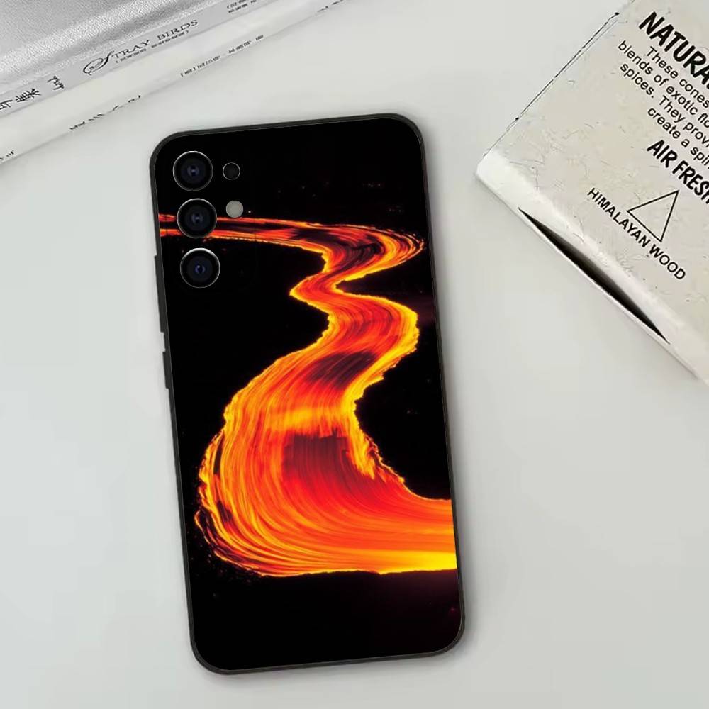 Volcano Phone Case Black Silicone Soft For Samsung S25,S24,S21,S22,S23,S30,Ultra,S20,Plus,Fe,Lite
