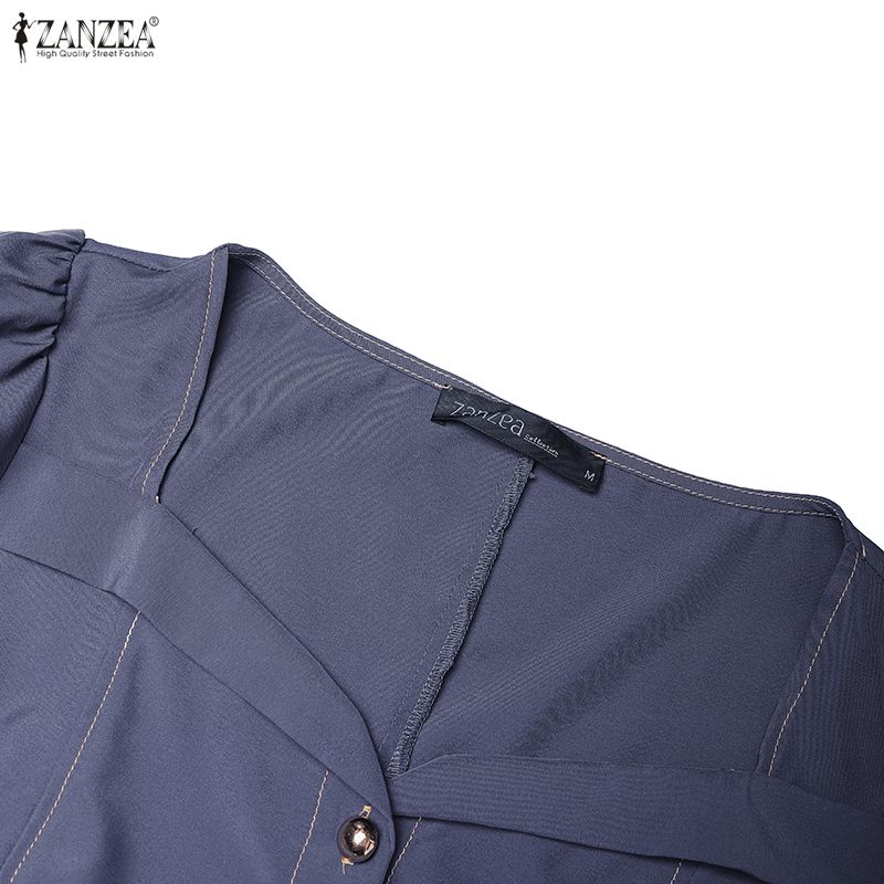 ZANZEA Женское элегантное повседневное платье с длинным рукавом