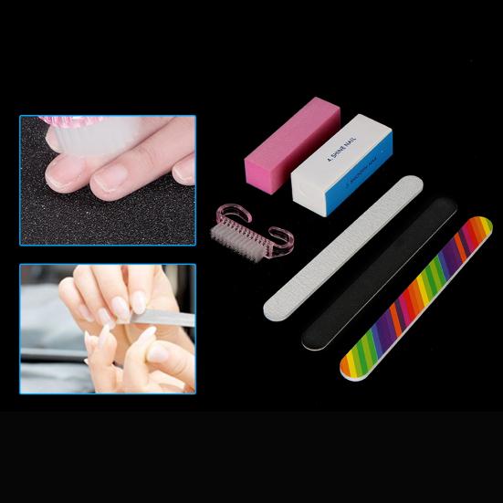 6Pcs Nail Art Sanding File Buffer Block Cleaning Brush Manicure Tool Kit Set