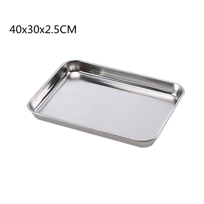 Stainless Steel Thick Food Storage Trays Rectangle Steamed Sausage Dish Restaurant Bread Fruit Plate Kitchen Utensils