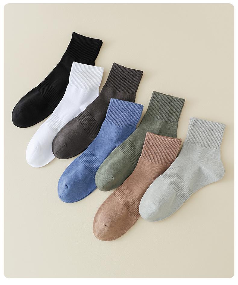 Мужские спортивные носки до середины икры из чистого хлопка - Дезодорирующие, Противоскользящие, Повседневные для весны и осени