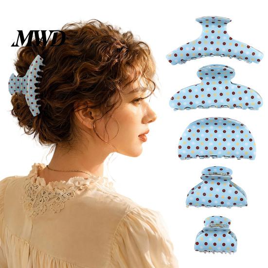 Large Hair Clip for Women Back Head Claw, Strong Bite Force Clip, Dot Print Grip Anti-Slip Teeth Accessory Daily Wear Summer Style